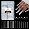 Picture of Luckyfairy 3XL No C Curve Square Flat Nail Tips, 120pcs Extra Long Straight Tapered Acrylic Gel x Fake Nails, Matte Half Cover Clear Gelly Press on for Extension Manicure Home DIY 12 Sizes Gelly Tips
