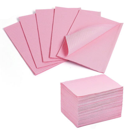 Picture of Makartt Disposable Nail Mats: 50Pcs Pink Fordable Nail Paper Towels for Table Acrylic Nail Practice Sheet 3 Ply Waterproof Nail Art Table Mats Clean Pads for Salon Manicure Tattoo