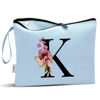 Picture of Vavabox A-Z Personalized Makeup Bag,Birthday Gifts for Women Mom,Gifts for Best Friend,Bride Bridesmaid Cosmetic bag (K, Blue)