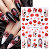 Picture of Valentine's Day 3D Nail Art Stickers - Vintage Rose Nail Decals Red Rose Love Heart Purple Flower Nail Stickers Valentine's Nail Designs DIY Adhesive Decals Manicure Decorations Nail Supplies 6Sheets