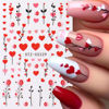 Picture of Valentine's Day 3D Nail Art Stickers - Vintage Rose Nail Decals Red Rose Love Heart Purple Flower Nail Stickers Valentine's Nail Designs DIY Adhesive Decals Manicure Decorations Nail Supplies 6Sheets