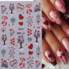 Picture of Valentine's Day Nail Stickers Red Rose Love Heart Tree Lips Geometric Line Letter Pattern Design Valentine Nail Art Sticker DIY Adhesive Slider Decals Manicure Decoration Hearts Nail Supplies 2Sheets