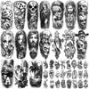 Picture of Yazhiji Waterproof Temporary Tattoos For Adult, Chicano Large Fake Tattoo Guadalupe Gangster Prisoner Day of the Dead, Lowrider Style Culture Mexico Clown 77 sheets Tattoo Stickers for Men Women