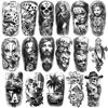 Picture of Yazhiji Waterproof Temporary Tattoos For Adult, Chicano Large Fake Tattoo Guadalupe Gangster Prisoner Day of the Dead, Lowrider Style Culture Mexico Clown 77 sheets Tattoo Stickers for Men Women