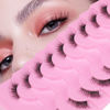 Picture of FANXITON Half Lashes Natural Look Wispy Cat Eye Lashes Fluffy 13 mm Clear Band Accent Short False Eyelashes that Look Like Extensions 10 Pairs