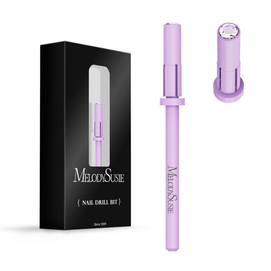 Picture of MelodySusie Small Crystal Top 3.1mm Mandrel Bit for Nails, 3/32'' Easy Off Nail Drill Bits for Sanding Bands, Suitable for Acrylic Nails Gel Manicures and Pedicures, Purple