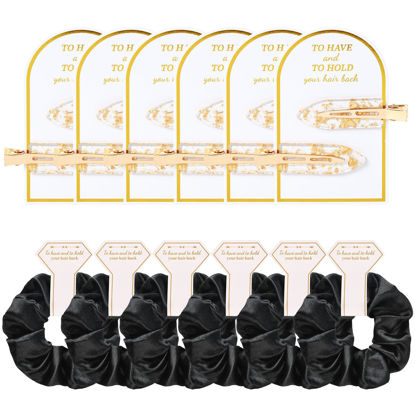 Picture of 12 PCS Bridesmaid Proposal Gifts Bridesmaid Hair Clips Bridesmaid Scrunchies Bridal Shower Gifts Silk Satin Soft Hair Accessories Bridesmaid Wedding Favor Women Girls