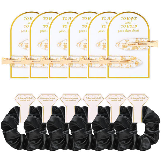Picture of 12 PCS Bridesmaid Proposal Gifts Bridesmaid Hair Clips Bridesmaid Scrunchies Bridal Shower Gifts Silk Satin Soft Hair Accessories Bridesmaid Wedding Favor Women Girls