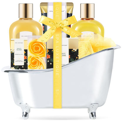 Picture of Spa Luxetique Spa Gift Baskets for Women - 8pcs Yellow Gifts for Women, Womens Gifts Includes Body Lotion, Bubble Bath, Bath Sets for Women Gift, Mothers Day Gifts for Mom