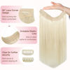 Picture of GOO GOO Wire Hair Extensions Human Hair, 60C Platinum Blonde 18inch 95g, Invisible Wire Hair Extensions with Transparent, Seamless Fish Line Hairpiece