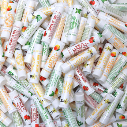 Picture of 155-Pack Lip Balm in Bulk by Naturistick. Assorted Scents. 100% Natural Ingredients. Best Beeswax Chapstick for Dry, Chapped Lips. Made in USA