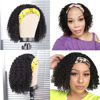 Picture of Aiterina Headband Wig Deep Wave 12 Inch Human Hair Headband Wig Curly hair Glueless Human Hair Wigs Machine Made No Lace deep Curly Headband Wig Natural color