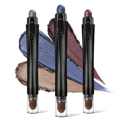 Picture of LUXAZA 3PCS Cream Eyeshadow Stick Sets,Neutral Metallic Makeup Pencil For Eyes,Eye Brightener Stick Highlighter Makeup,Waterproof & Long Lasting Eye Shadow Stick And Eyeliner Pen Set