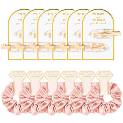 Picture of 12 PCS Bridesmaid Proposal Gifts Bridesmaid Hair Clips Bridesmaid Scrunchies Bridal Shower Gifts Silk Satin Soft Hair Accessories Bridesmaid Wedding Favor Women Girls