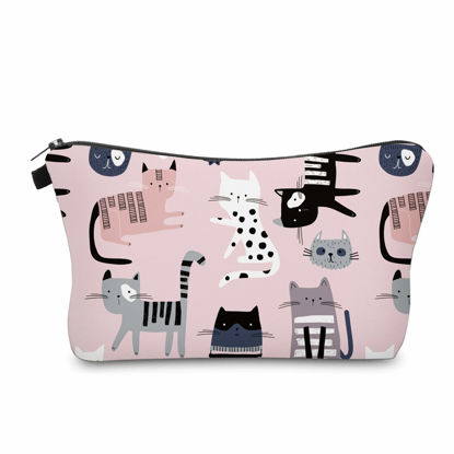Picture of Cute Travel Makeup Bag Cosmetic Bag Small Pouch Gift for Women (Pink Cat)