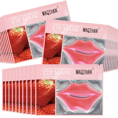 Picture of 30PCS Moisturizing Lip Mask - Pink Lip Patches for Spa Daily Labial Masks Skincare Hydrating to Reduce Wrinkles Dryness Anti-wrinkle Lightens