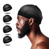 Picture of Selalu 4Pcs Wave Cap, Silk Stocking Wave Caps for 360 Waves, Silky Durag for Men, Stain Caps (4*Black)