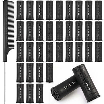 Picture of WILLBOND 36 Pieces Cold Wave Rod Hair Perm Rods Hair Rollers Perming Curlers with Steel Rat Tail Comb for Hairdressing Styling