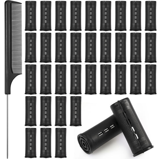 Picture of WILLBOND 36 Pieces Cold Wave Rod Hair Perm Rods Hair Rollers Perming Curlers with Steel Rat Tail Comb for Hairdressing Styling