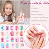 Picture of Jsiallye Press on Nails for Kids, 192PCS Kids Fake Nails for Girls Colorful Unicorn Flamingo Cloud Patterns 7-12 Years Old Press on nails for Kids Gifts