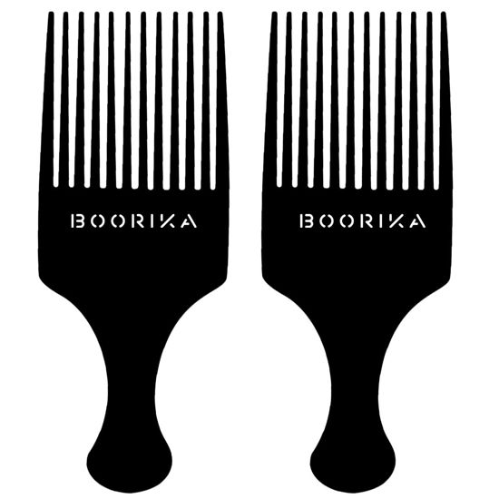 Picture of Boorika Afro Hair Pick Comb for Women & Men, 7.5 In Smooth Sturdy Wide Tooth for Detangling & Styling - Pack of 2