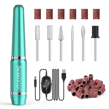 Picture of JIASHENG USB Electric Nail Drill, Nail Drill Portable Electric Nail File for Acrylic Gel Nails, Professional Nail Drill Kit for Home and Salon Use, Green