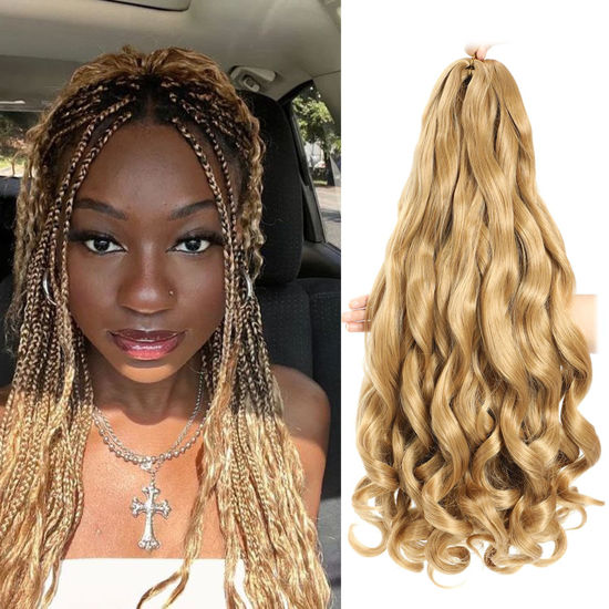 Picture of French Curly Braiding Hair 12 Inch 8 Packs - Pre Stretched Bouncy Braiding Hair- Loose Wavy Braiding Hair Synthetic Hair Extensions For Black Women (12 inch 27)