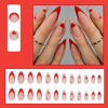 Picture of Red French Tip Press on Nails Almond Medium Fake Nails Heart False Nails with Gold Line Design Glue on Nails Valentine's Day Acrylic Nails Full Cover Stick on Nails for Women Manicure 24Pcs