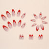 Picture of Red French Tip Press on Nails Almond Medium Fake Nails Heart False Nails with Gold Line Design Glue on Nails Valentine's Day Acrylic Nails Full Cover Stick on Nails for Women Manicure 24Pcs