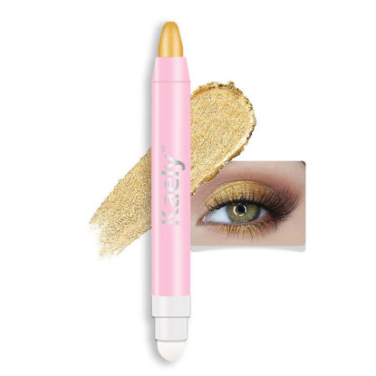 Picture of Kaely 2in1 Cream Eye Shadow Brightener Sticks for Eyes, Pencil Eyeshadow Applicator Stick Waterproof Pigmented, Eye Shadow Palette Highlighter Makeup, sombras para ojos, 06 Desert Gold