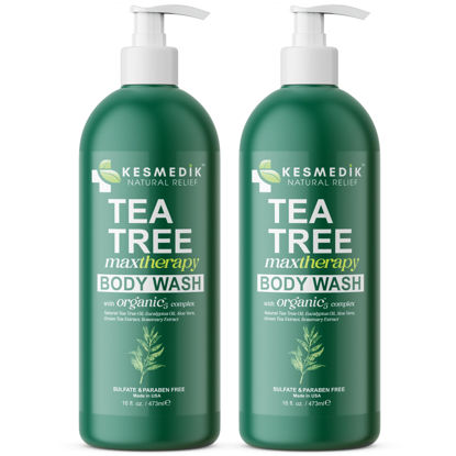 Picture of KESMEDIK Tea Tree Oil Body Wash | Natural Antibacterial & Antifungal Defense for Odors, Athlete’s Foot, Ringworm, Acne, Eczema & Sensitive, Dry, Itchy Skin Relief (16 Fl Oz, 2-Pack)