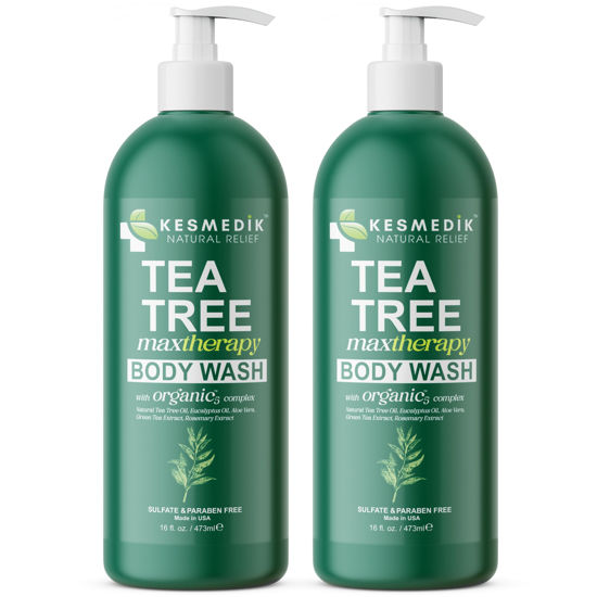 Picture of KESMEDIK Tea Tree Oil Body Wash | Natural Antibacterial & Antifungal Defense for Odors, Athlete’s Foot, Ringworm, Acne, Eczema & Sensitive, Dry, Itchy Skin Relief (16 Fl Oz, 2-Pack)