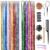 Picture of 16 Colors Hair Tinsel Kit with Tools 3200 Strands Glitter Tinsel Hair Extensions Heat Resistant Sparkling Shiny Fairy Hair Accessories for Women Girl Kids 47Inch