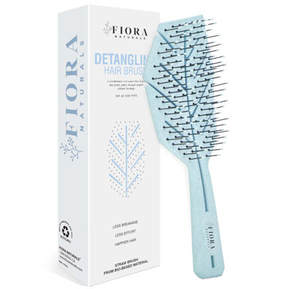 Picture of Fiora Naturals Hair Detangling Brush -100% Bio-Friendly Detangler hair brush w/Ultra-soft Bristles- Glide Through Tangles with Ease - For Curly, Fine, Women, Men, Kids, Toddlers, Wet and Dry Hair