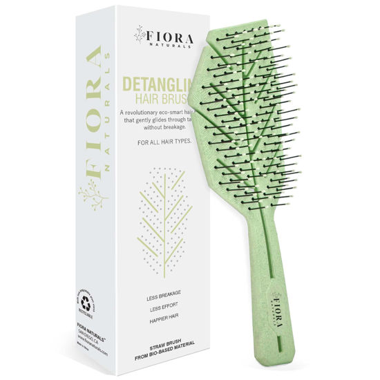Picture of Fiora Naturals Hair Detangling Brush -100% Bio-Friendly Detangler hair brush w/Ultra-soft Bristles- Glide Through Tangles with Ease - For Curly, Fine, Women, Men, Kids, Toddlers, Wet and Dry Hair