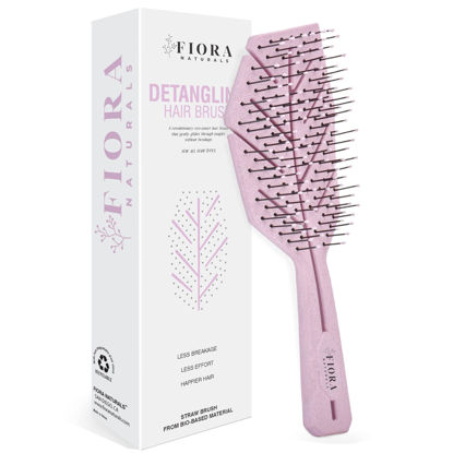 Picture of Fiora Naturals Hair Detangling Brush -100% Bio-Friendly Detangler hair brush w/Ultra-soft Bristles- Glide Through Tangles with Ease - For Curly, Fine, Women, Men, Kids, Toddlers, Wet and Dry Hair
