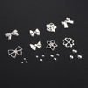 Picture of 3D Metal Nail Charms Silver Gold Nail Studs Ribbons Flowers Shaped Metal Rivets Charms Y2K Nail Art Jewels Mixed Rhinestones Caviar Beads 3D Decoration Nail Stylist Supplies