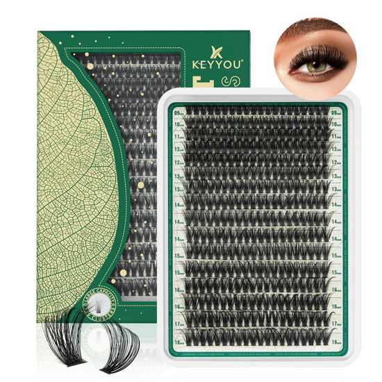 Picture of Lash Clusters 320Pcs Eyelash Clusters KEYYOU 80D 0.05D Curl 9-18MIX Clusters Lashes Super Soft Cluster DIY Eyelash Extension at Home(80D-0.05D,9-18MIX)