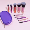 Picture of Portable ON THE GO Makeup Brush Set, COSHINE 10pcs Easy-taken Mini Full Complete Function Cosmetic Brushes Kit with Brush Pouch (colorful)