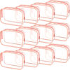 Picture of Weewooday 12 Pieces Clear Cosmetics Bag PVC Zippered Clear Toiletry Carry Pouch Cosmetic Makeup Bag Waterproof Makeup Bag Vinyl Plastic Organizer Case for Vacation Bathroom(Small,Pink)