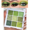 Picture of evpct 9 Colors Green Glitter Shimmer Eye Shadow Makeup Palette Light Bright Emerald Dark Avocado Neon Green Highly Pigmented Waterproof Matte Glitter Shimmer Pearl Party Sparkling Eyeshadow Palette
