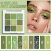 Picture of evpct 9 Colors Green Glitter Shimmer Eye Shadow Makeup Palette Light Bright Emerald Dark Avocado Neon Green Highly Pigmented Waterproof Matte Glitter Shimmer Pearl Party Sparkling Eyeshadow Palette