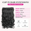 Picture of REECHO 16" 1-Pack 3/4 Full Head Curly Wavy Clips in on Synthetic Hair Extensions HE008 Hairpieces for Women 5 Clips 3.9 Oz per Piece - Natural Black