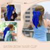 Picture of 2Pcs Silky Satin Hair Ribbons - Sapphire Blue Long Tail Coquette Clips, Aesthetic Accessories for Women