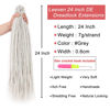 Picture of Leeven Light Grey Double Ended Dreadlock Extensions 24 Inch 0.6 cm Width Thin Synthetic DE Dreads Crochet Hippie Wool Dreads 10 Strands Handmade Soft Loc Extensions for Women Men