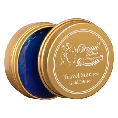 Picture of OCEAN VIEW DEEP WAVES POMADE, Gold Edition 360 Wave Grease for Men Moisturizes, Controls and Styles Black Hair - Water Based Wave Builder Pomade for Men Tames Your Crown During Wolfing (30 grams)