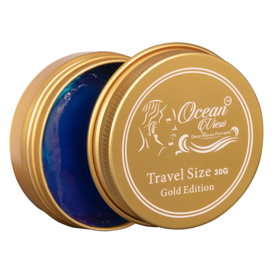 Picture of OCEAN VIEW DEEP WAVES POMADE, Gold Edition 360 Wave Grease for Men Moisturizes, Controls and Styles Black Hair - Water Based Wave Builder Pomade for Men Tames Your Crown During Wolfing (30 grams)