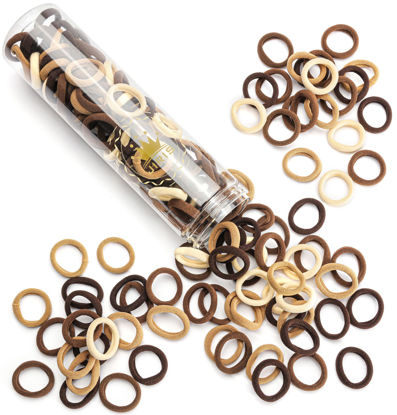 Picture of JIRIS Brown Cotton Hair Ties - 100PCS Seamless Thick Elastic Ponytail Holders, No Crease, No Damage for Women, Kids, and Babies