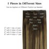 Picture of HOTBANANA Human Hair Clip in Hair Extensions, Balayage Chocolate Brown Mixed Caramel Blonde 130g Clip in Hair Extensions Real Human Hair Straight Remy Hair Clip Ins Dark Roots Ombre 26 Inch 7pcs