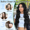 Picture of KooKaStyle Clip in Synthetic Hair Extensions Long Wavy 4PCS Thick Hairpieces Black Fiber Double Weft Natural Hair Extensions 24 Inch for Women